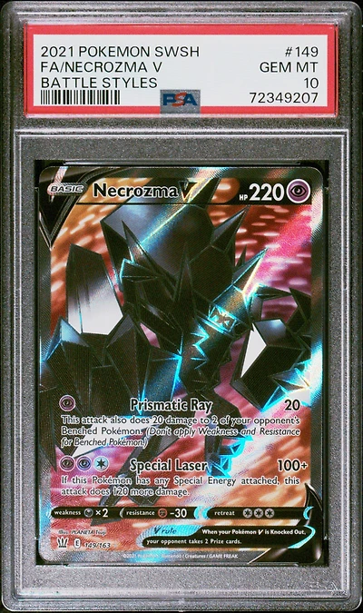2021 Pokemon Sword & Shield Battle Styles 149 Full Art/necrozma V PSA 10