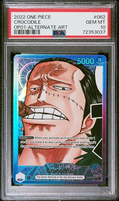 2022 One Piece Op01-romance Dawn 062 Crocodile Alternate Art PSA 10