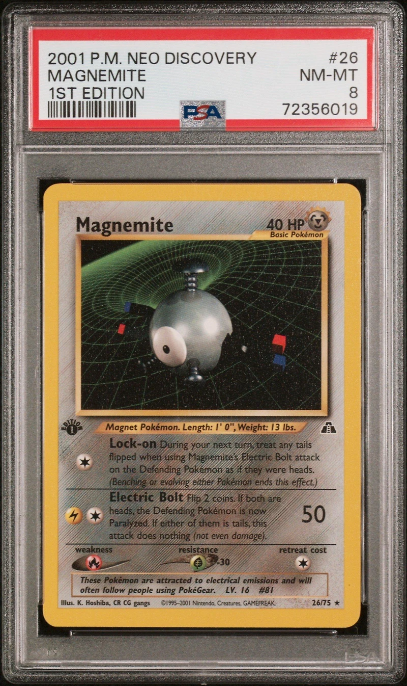 2001 Pokemon Neo Discovery 26 Magnemite 1st Edition PSA 8