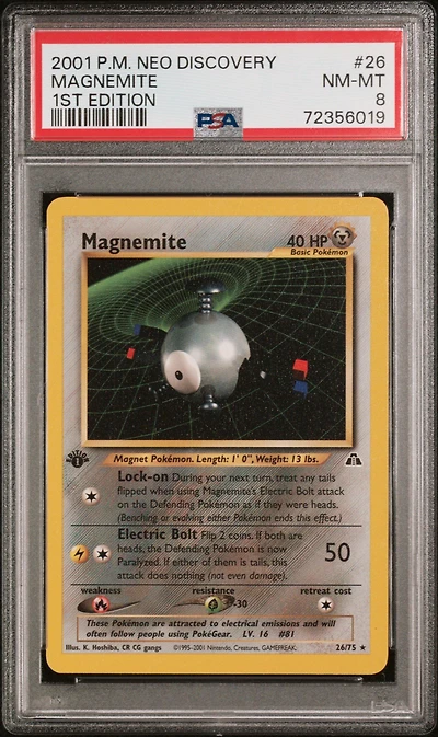 2001 Pokemon Neo Discovery 26 Magnemite 1st Edition PSA 8