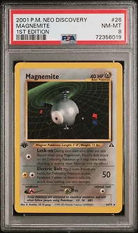2001 Pokemon Neo Discovery 26 Magnemite 1st Edition PSA 8