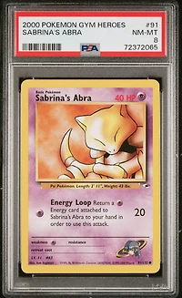 2000 Pokemon Gym Heroes 91 Sabrina's Abra PSA 8