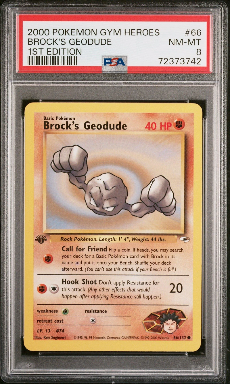 2000 Pokemon Gym Heroes 66 Brock's Geodude 1st Edition PSA 8