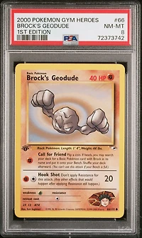 2000 Pokemon Gym Heroes 66 Brock's Geodude 1st Edition PSA 8