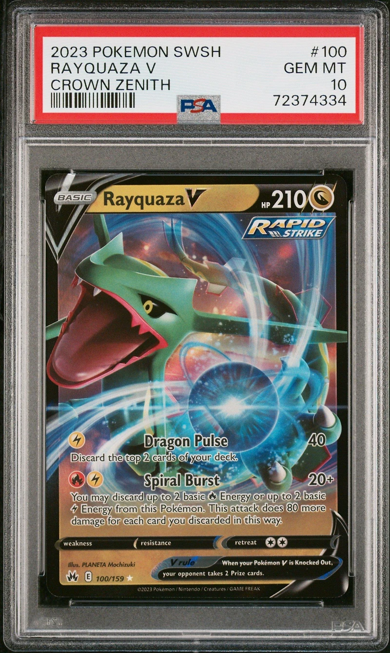 2023 Pokemon Sword And Shield Crown Zenith 100 Rayquaza V PSA