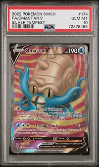 2022 Pokemon Sword & Shield Silver Tempest 174 Full Art/omastar V PSA 10