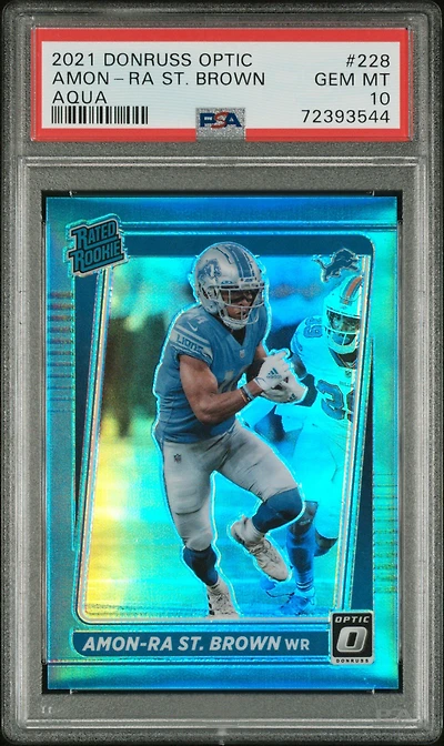 2021 Panini Donruss Optic 228 Amon-ra St. Brown Aqua PSA 10