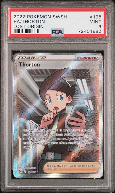 2022 Pokemon Sword & Shield Lost Origin 195 Full Art/thorton PSA 9