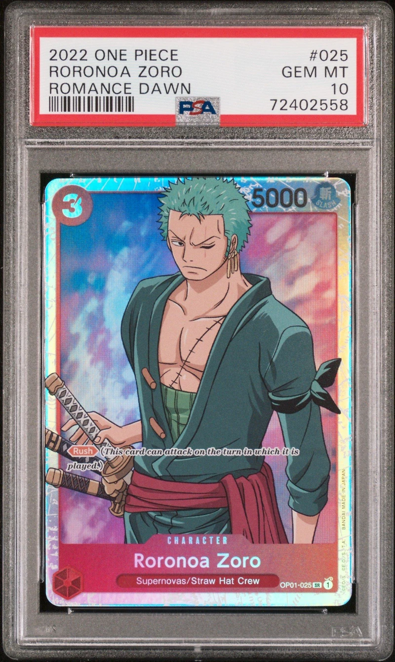2022 One Piece Op01-romance Dawn 025 Roronoa Zoro PSA 10
