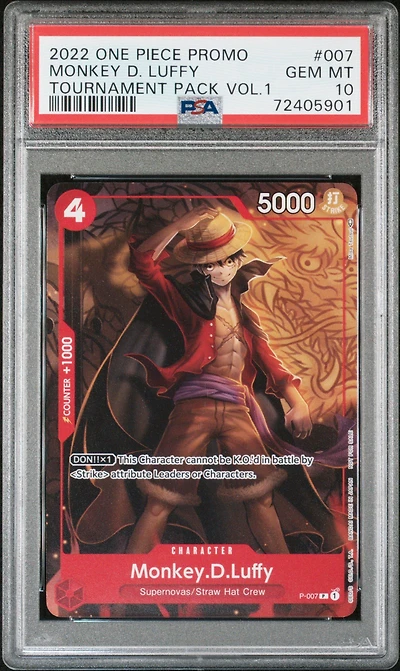2022 One Piece Promos 007 Monkey D. Luffy Tournament Pack Vol.1 PSA 10
