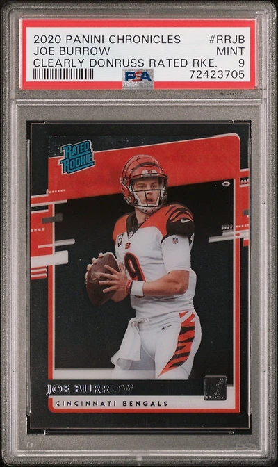 2020 Panini Chronicles Clearly Donruss Rated Rookies Rrjb Joe Burrow PSA 9
