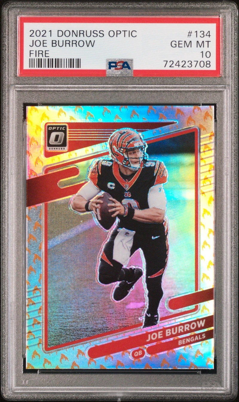 2021 Panini Donruss Optic 134 Joe Burrow Fire PSA 10