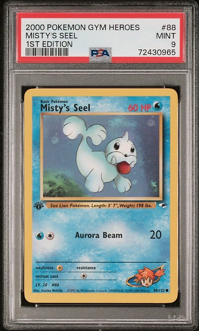 2000 Pokemon Gym Heroes 88 Misty's Seel 1st Edition PSA 9