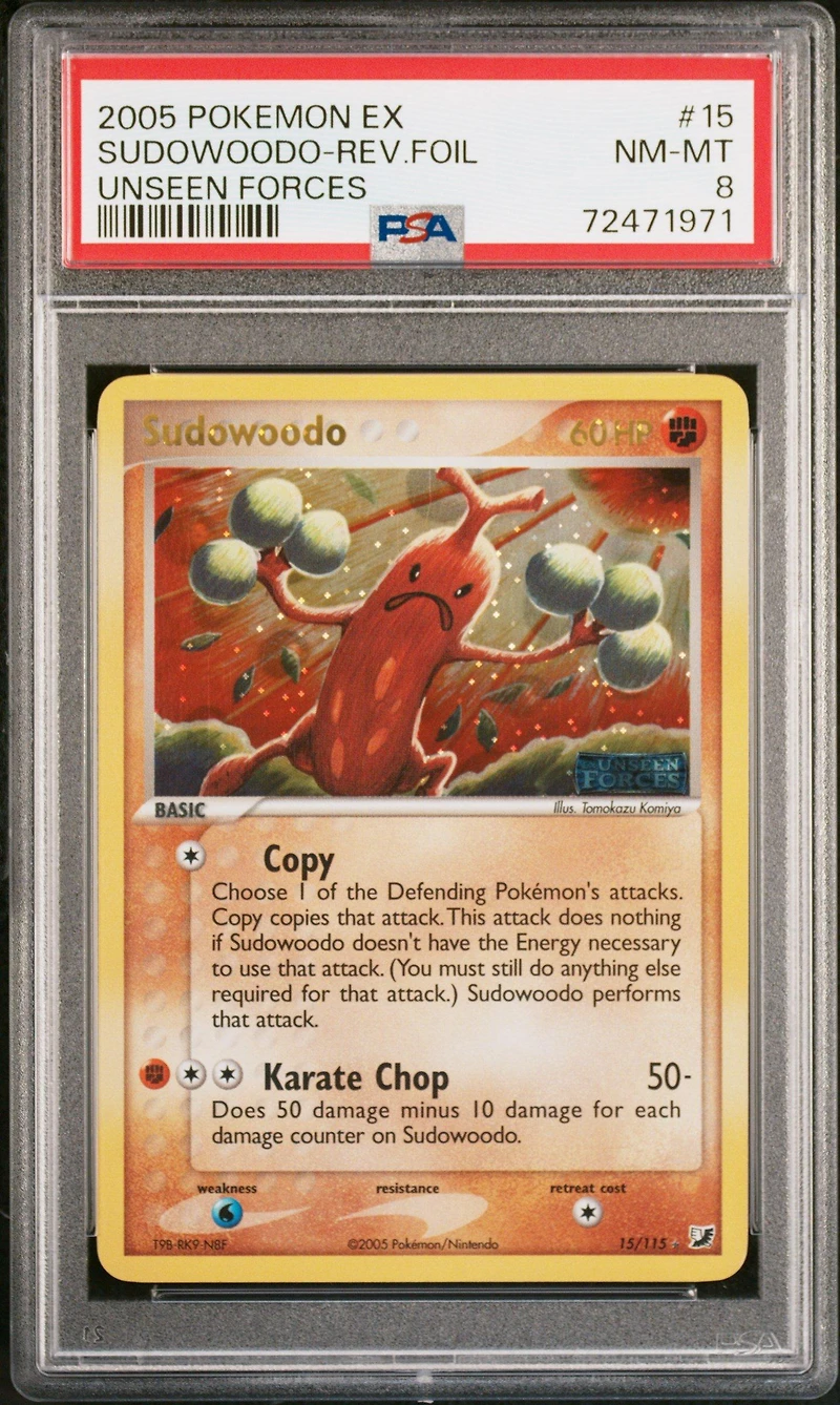 2005 Pokemon Ex Unseen Forces 15 Sudowoodo-reverse Foil PSA 8