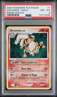 2009 Pokemon Platinum Rising Rivals 1 Arcanine-holo PSA 8