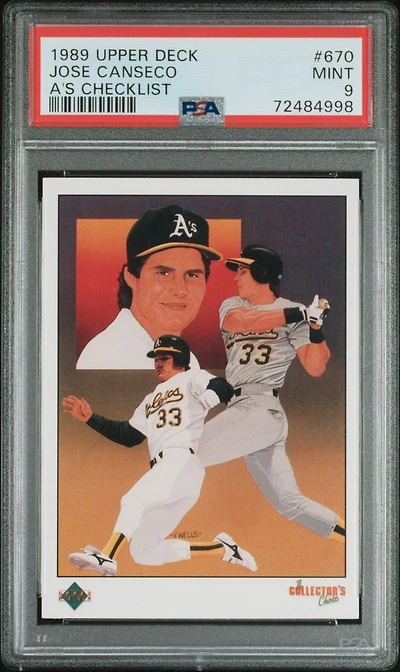 1989 Upper Deck 670 Jose Canseco A's Checklist PSA 9