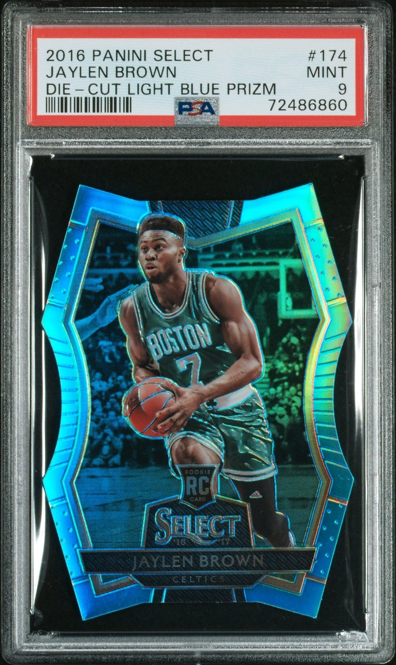 2016 Panini Select 174 Jaylen Brown Die-cut Light Blue Prizm PSA 9