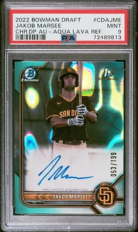 2022 Bowman Draft Chrome Draft Pick Autographs Cdajme Jakob Marsee Aqua Lava Refractor PSA 9