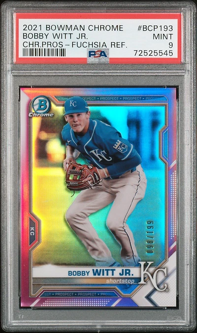 2021 Bowman Chrome Prospects Bcp193 Bobby Witt Jr. Fuchsia Refractor PSA 9