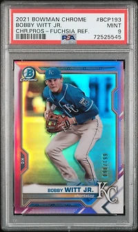 2021 Bowman Chrome Prospects Bcp193 Bobby Witt Jr. Fuchsia Refractor PSA 9