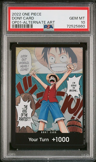 2022 One Piece Op01-romance Dawn Don!! Card Alternate Art PSA 10