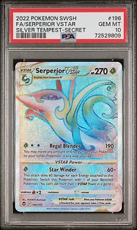 2022 Pokemon Sword & Shield Silver Tempest 196 Full Art/serperior Vstar Secret PSA