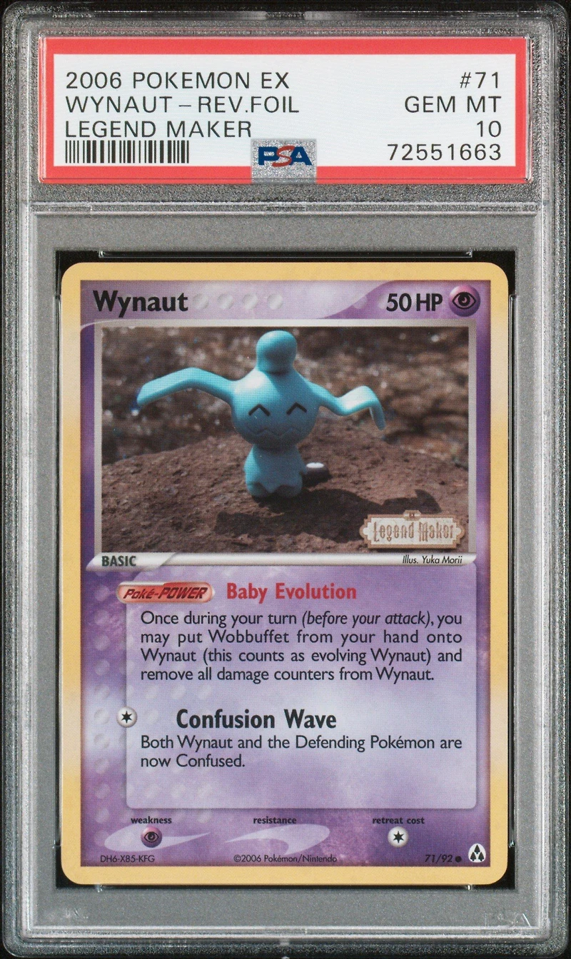 2006 Pokemon Ex Legend Maker 71 Wynaut-reverse Foil PSA