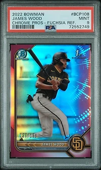 2022 Bowman Chrome Prospects Bcp108 James Wood Fuchsia Refractor PSA 9
