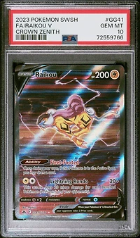 2023 Pokemon Sword And Shield Crown Zenith Gg41 Fa/raikou V PSA