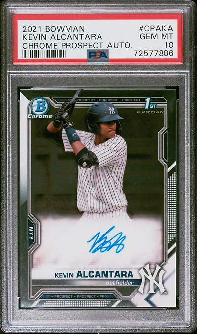 2021 Bowman Chrome Prospect Autographs Cpaka Kevin Alcantara PSA 10