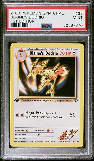 2000 Pokemon Gym Challenge 32 Blaine's Dodrio PSA 9