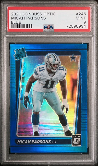 2021 Panini Donruss Optic 245 Micah Parsons Blue PSA 9