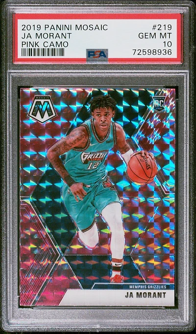2019 Panini Mosaic 219 Ja Morant Pink Camo PSA 10