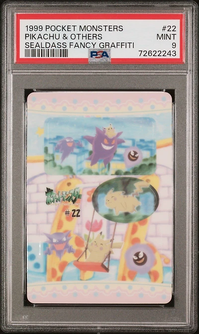 1999 Pocket Monsters Sealdass Fancy Graffiti Pikachu & Others PSA 9