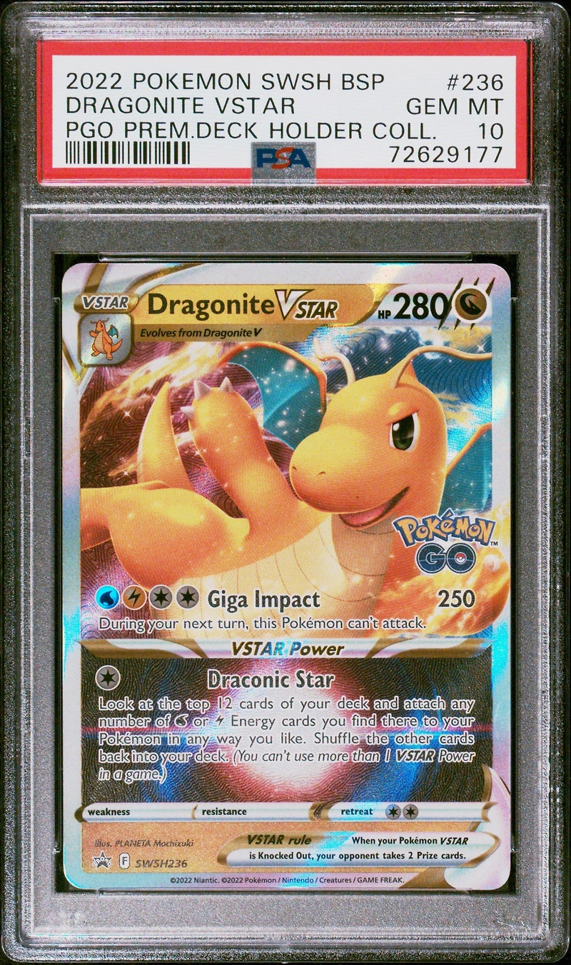 2022 Pokemon Swsh Black Star Promo 236 Dragonite Vstar Pokemon Go Premier Deck Holder Collection PSA