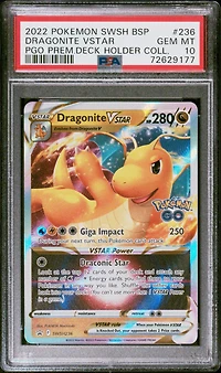 2022 Pokemon Swsh Black Star Promo 236 Dragonite Vstar Pokemon Go Premier Deck Holder Collection PSA