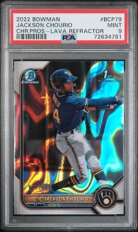 2022 Bowman Chrome Prospects Bcp79 Jackson Chourio Lava Refractor PSA 9