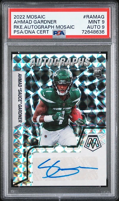2022 Panini Mosaic Rookie Autograph Mosaic Ramag Ahmad “sauce” Gardner PSA 9