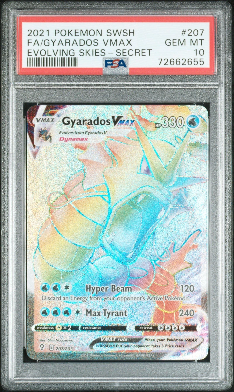 2021 Pokemon Sword & Shield Evolving Skies 207 Full Art/gyarados Vmax Secret PSA