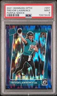 2021 Panini Donruss Optic 201 Trevor Lawrence Purple Shock PSA