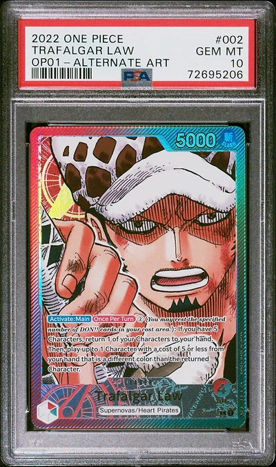 2022 One Piece Op01-romance Dawn 002 Trafalgar Law Alternate Art PSA 10