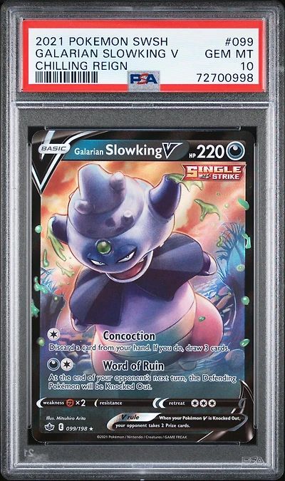 2021 Pokemon Sword & Shield Chilling Reign 099 Galarian Slowking V PSA 10