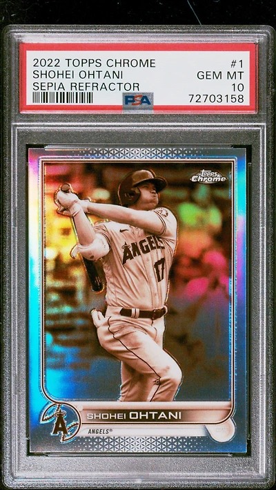 Shohei Ohtani 2022 Topps Chrome White Sparkle Prizm Refractor SP Card #17