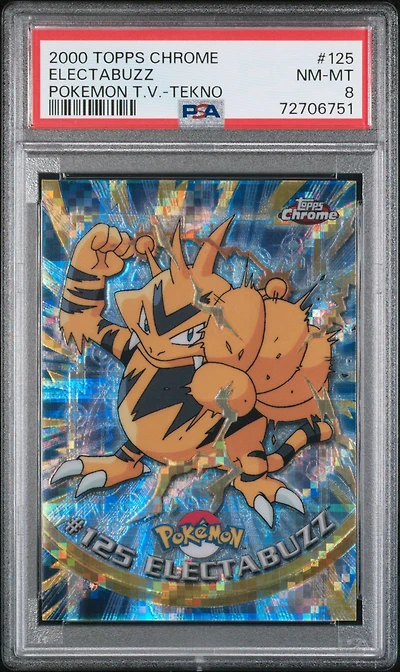 2000 Topps Chrome Pokemon T.v. 125 Electabuzz Tekno PSA 8