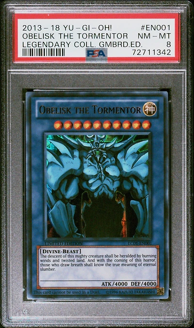 2013-2018 Yu-gi-oh! Legendary Collection Gameboard Edition En001 Obelisk The Tormentor PSA 8