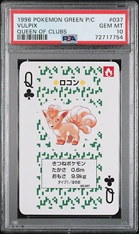 1996 Pokemon Green Version Playing Cards 037 Vulpix Queen Of Clubs PSA 10