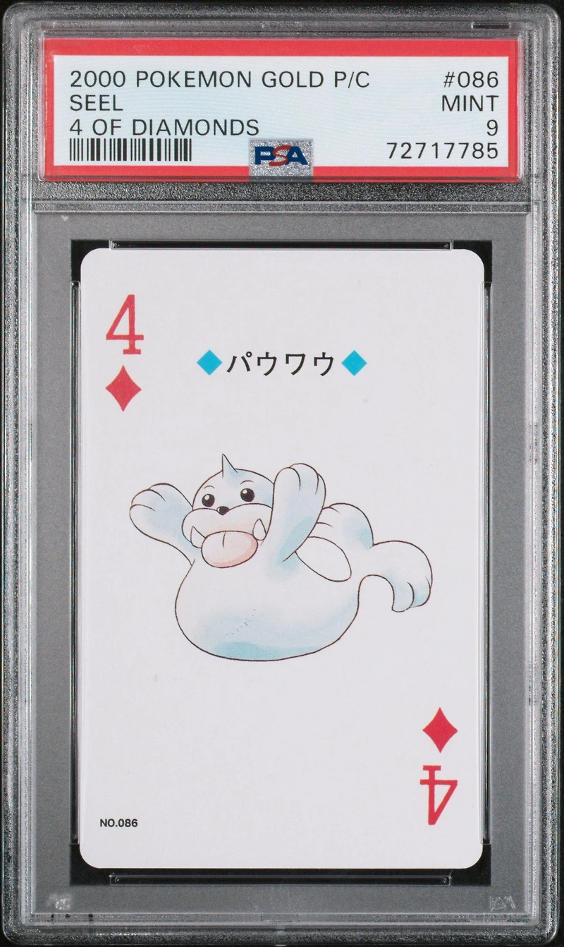 2000 Pokemon Gold Version Playing Cards 086 Seel 4 Of Diamonds PSA 9
