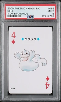 2000 Pokemon Gold Version Playing Cards 086 Seel 4 Of Diamonds PSA 9