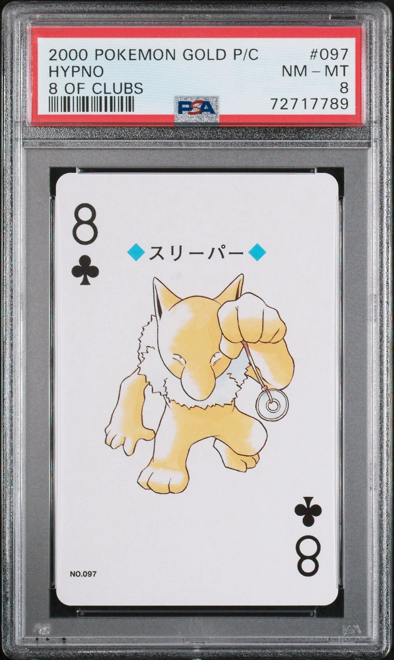 2000 Pokemon Gold Version Playing Cards 097 Hypno 8 Of Clubs PSA 8