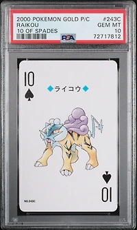 2000 Pokemon Gold Version Playing Cards 243c Raikou 10 Of Spades PSA 10